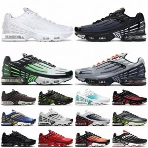 Дизайнер TN Plus 3 Tuned III Mens Sports Sports Laser Blue White Leather Aquamarine Obsidian Hyper Violet Deep Parachute Ghost Green Triple Black Trainer Sneake A1pc##