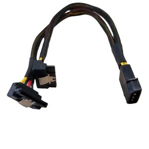PSU 4Pin IDE Molex to Dual 90 Degree Down Angle 15Pin SATA Power Cable Cord 18AWG Wire For HDD SSD PC DIY