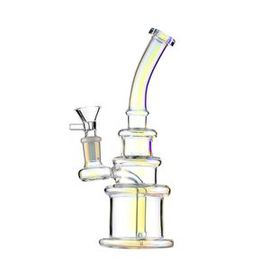 8.4-Inch Five Rings Bent Type Mini Hookah Bong - Circle Downstem, 14mm Female Joint