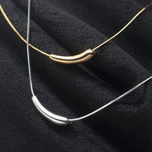 Chains Exquisite Women's Necklace Different Small Eggplant Pendant Geometric Curved Tube Titanium Steel Plated 18K Gold Clavicle ChainCh