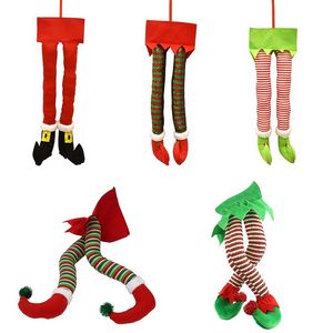 Kerstmis Santa Elf Legs Plush gevulde voeten met schoenen kerstboom decoratief ornament kerstdecoratie huis ornamenten sxjun16