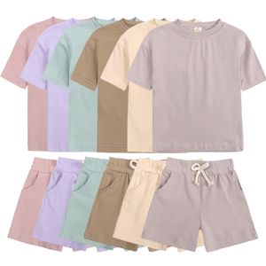 Summer Essential Tracksuit Childrens Zestawy odzieży dla dziewcząt krótkie rękawy