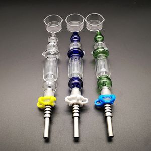 NC Kits Nector Collector Rökningstillbehör Liten oljerigg med titan Naglar Mini Handrör 10mm 14 mm Joint Thick Glass Nector Collector