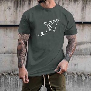 Men's T-Shirts Male Summer Casual Paper Plane Print T Shirt Blouse Short Sleeve Round Neck Tops Bulk White ShirtsMen's