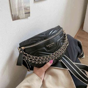 summer new waist bag women's ins chain embroidery line fashion breast Korean Single Shoulder Messenger Bag 220602