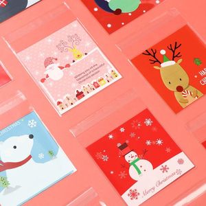 Gift Wrap Fashion Christmas Tree Santa Claus Candy Bag Självhäftande plastpåsar för år Christams Cookie PackagingGift present