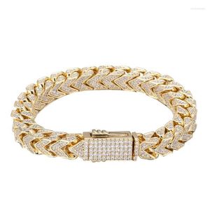 Łańcuch link hip hop mikro utwardzony sześcien cyrkonu bling mrożona bransoletka kostki dla mężczyzn biżuterii dar biżuterii złoto srebrny kolor