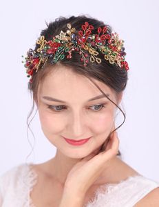 Headpieces Bohemian Colourful Flower Crown Shiny Crystal Wedding Hair Accessories Bridesmaid Gift Headband Banquet Ornaments For WomenHeadpi