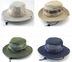 Camo Boonie Wide Brim Hats com malha para homens Mulheres Militares Tactical Wides Brims Chapéus Bucket Jungle Cap para pescar Safari