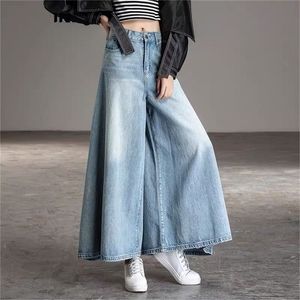 Baggy jeans hög midja stora byxkläder blossade för stora storlekar kvinnors byxor denim kvinna bred ben last 220402
