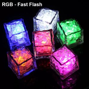 Led Night Lights Lite Ice Cubes Multicolor Light Up Blinking Liquid Active Sensor for Party Xmas Festival Wedding Decoration Color Changing Bar Accessories