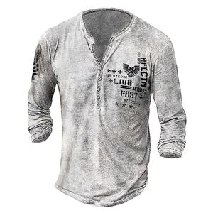 Bababuy Spring Mens Overized Loose Tops Vintage Long Sleeve T Shirts Tops Punk Style 66 Tryckt V Collar T Shirts 220816