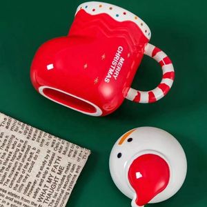 Wholesale giveaway resale online - 3D Snowman Christmas Boots Ceramic Coffee Mug with Lid Porcelain Oatmeal Water Milk Cup Giveaways