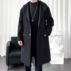Erkek trençkotları moda orta uzunlukta rüzgar kırıcı siyah/haki renk ceketleri İngiliz tarzı adam klasik paltolar viol22
