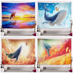 Kawaii Decor Decor Whale Tła tło wiszący w wiatrowej ścianie sypialnia sypialnia nocna Dekoracja dywan mural J220804