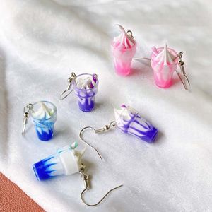 Summer Ice Cream Cup Resin Dangle Earrings Women's Fashion Creative Drink Jewelry Personality Birthday Gifts for Friend