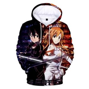 2022 Anime Kılıç Sanatı Online 3D Baskılı Hoodie Erkek Kadınlar Harajuku Hip Hop Sweatshirts Harajuku Street Giyim Jumper'ları y220615