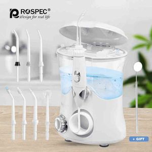 ROSPEC 600ML Electric Oral Irrigator Portable Water Flosser Dental Tank proof Teeth Cleaner for Family Care 220513