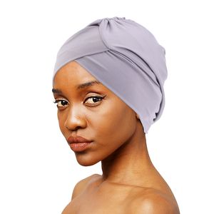 Turbante da donna Twist Style Fascia Cuffia da nuoto Bandana Soild Color Elastic Band Swim Headwrap Copricapo morbido Accessori per capelli