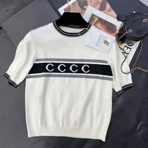 レディースニットTEES LUXURY CCファッションデザイナー高品質の夏の半袖ホワイトレディスリムトップス