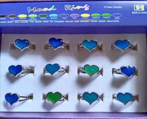 Love Heart Mood Ring Change Color Rings To The Temperature Of Your Blood Mix Size 12Pcs/Box