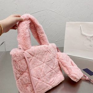 High quality Tote Bag Plush handbag 2021 new fashion European and American simple square bag solid color warm one-shoulder shoulder satchel