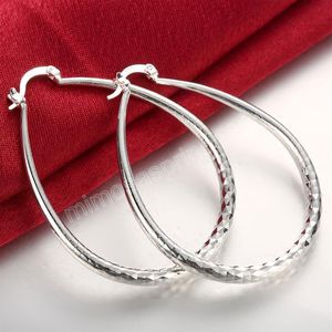 fashion 925 Silver color hoop Earrings for Women Jewelry 4CM Big circle earrings high quality Christmas gifts