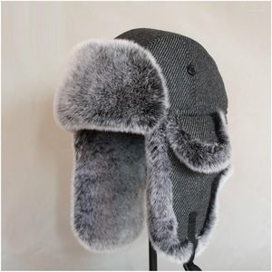 Berets Berets B-8486 Adult Bomber Hat Winter Faux Fur Russian Ushanka Thick Warm Caps With Ear FlapsBerets Wend22