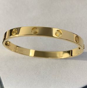 Bracciale rigido in oro Love Au 750 18 K mai sbiadito misura 16-21 con scatola con cacciavite replica ufficiale braccialetto di coppia di gioielli di lusso di alta qualità regali premium