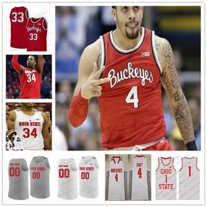 Xflsp Custom Ohio State Buckeyes basketball 0 D'Angelo Russell Mike Conley Fred Taylor Gary Bradds stitched Mens Youth jerseys