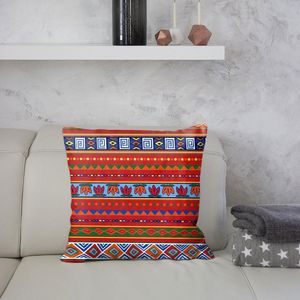 Cushion/Decorative Pillow 18x18 X Faux Cowhide Ethnic Vintage Red Print Striped Pillowcase Cooling Satin SetCushion/Decorative Cushion/Decor