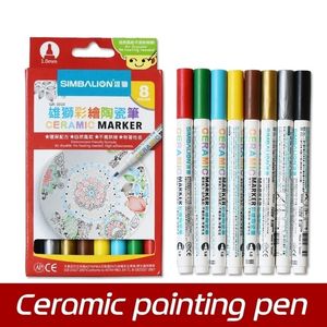 High Quality 8 Colors Ceramic Pen Handpainted Creative DIY Glass Drawing Marker Free Baked Mug painting paint brush pen Y200709