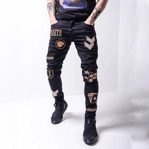 Märke 2022 herrbyxor Nya modemän designer jeans rippade denim byxor lyxiga hiphop-nödställda blixtlåsbyxor för manlig storlek 28-40