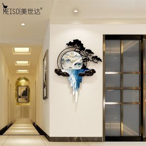 Meisd Vintage Design Clock Large Decoration Home Watch Quartz Silent Wall ClockハンギングプリントHorloge Home Decor 201125