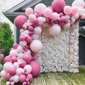 Pink Balloon Garland Arch Kit Chrome Rose Gold Latex Urodziny Wystrój Kids Wedding Baby Shower Girl Decoration 220321
