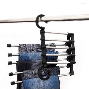 Cabides prateleiras 5 em 1 calça rack de armazenamento calças ajustáveis ​​prateleira de gravata armário de armário de armário de aço inoxidável cabide