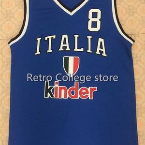 SJZL98 8 Danilo Gallinari Italia EQUIPE BASQUETEBAL JERSEY RETRO RETROBOLTY BORDADERES Costurados Personalizar Qualquer Nome Número