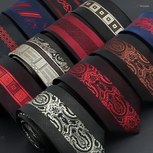 Bow Ties Skinny cm For Men Wedding Dress Necktie Black Red Floral Paisley Patchwork Tie Business Slim Shirt Accessory Gift Cravate Donn22