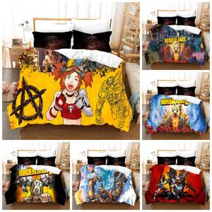 Borderlands Theme Anime Cartoon Duvet Cover with Pillowcase Polyester Skin-Friendly Breathable Fabric Kids Anime Comforter 3D Bedding Sets Bedroom Adornment