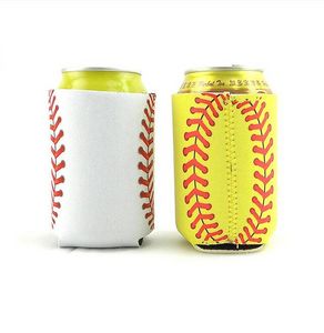 10x13cm Baseball Softball Can Sleeves Neoprene Beverage Coolers Can Holder with Bottom Beer Cup Cover Case 4 Colors B0527S