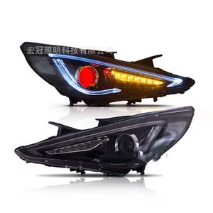 Biltillbehör LED-strålkastare dimma bromsparkeringsljus montering för Hyundai Sonata 2011-2014 DRL Turn Signal Dynamic Front Lamp