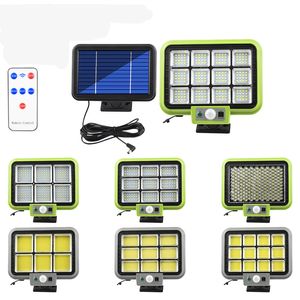 Slitad Solar Lamp Cob Garden Wall Outdoor Lighting 96LED 105LED 150COB 160COB 199LED 216LED 252COB 288COB 294COB Motion Sensor Waterproof 3 Lägen Fjärrkontroll