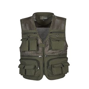 Herrmultipocket bergsbestigning Vest Vneck Collar Photography Vests Man med många fickor Multifunktionella fiskeväst T190828