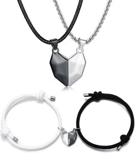 Anhänger-Halsketten, 2/4 Stück, passende Magnetarmbänder für gegenseitige Anziehung, Herz-Armband, Magnet-Wunschstein-Halskette, Paarschmuck