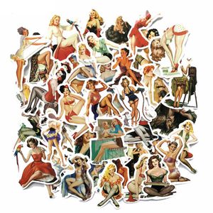 50Pcs/Lot Retro Sexy Girl beautiful Woman Lady Stickers for Laptop Skateboard Luggage Car Decals Dope Sticker194n