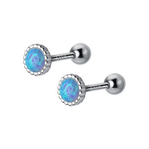 Solid 925 Sterling Silver 3 Color White Blue 4 MM Opal Stud Earrings New York Girls Studs Round Glitter Women Trendy Simple Fashion China supplier jewelry