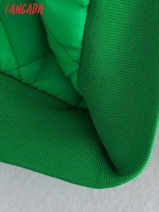 Tangada Women Green Oversize Parkas Cotton Jacket Long Sleeve Female Padded Overcoat QJ79 L220817