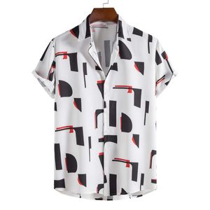 Camisas casuais masculinas masculinas com estampa branca praia hipster verão manga curta camisa havaiana masculina festa férias férias botão até XXLmasculino