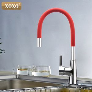 Xoxo 360 Ny ankomst 7-färgad kiseldioxidgel näsa vilken riktning som rotation kök kran kallt och varmt vattenblandare 1301r T200423