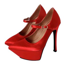 2022 Новая обувь сексуальные супер высокие каблуки насосы заостренные пальцы на платформе летние сандалии женские туфли черная роза красный большой размер zapatos mujer
